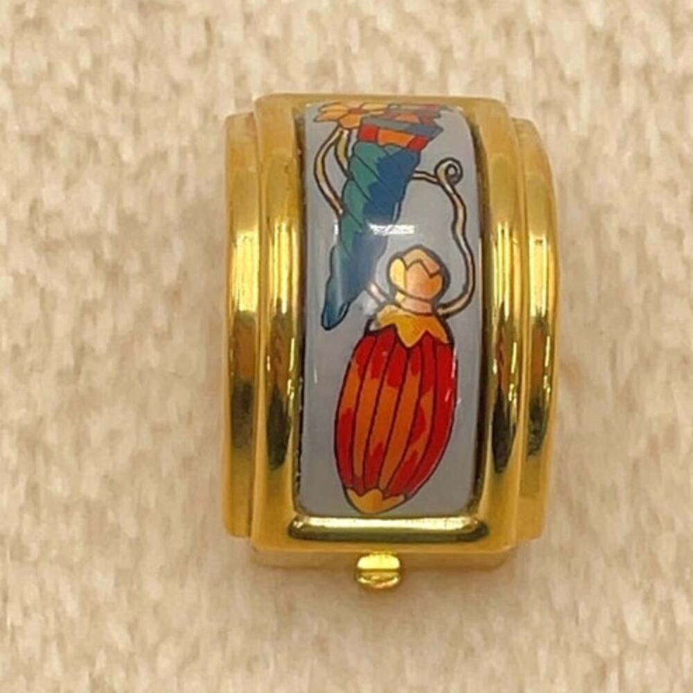 Hermes GD Enamel Earrings Perfume Bottle pattern W/Box - Picture 4 of 16